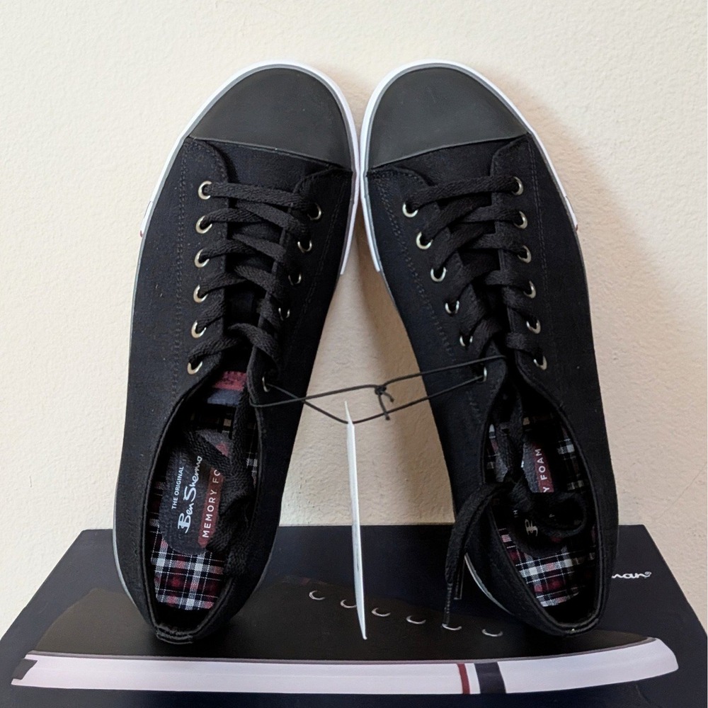 New Ben Sherman Dorset Lo Men's Black Canvas Low Top Memory Foam Shoes 9 - Picture 4 of 5